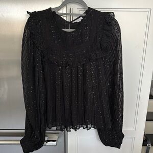 Elegant Black Ruffled Women's Top